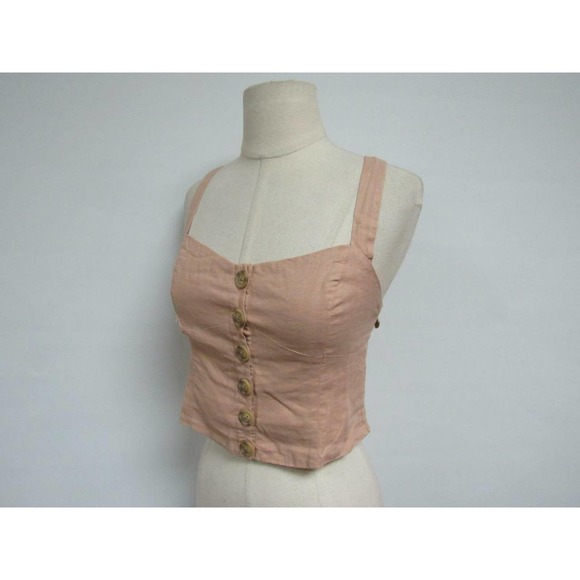 NWOT URBAN OUTFITTERS MABEL BUTTON-DOWN LINEN TANK TOP, sz S - Picture 4 of 5